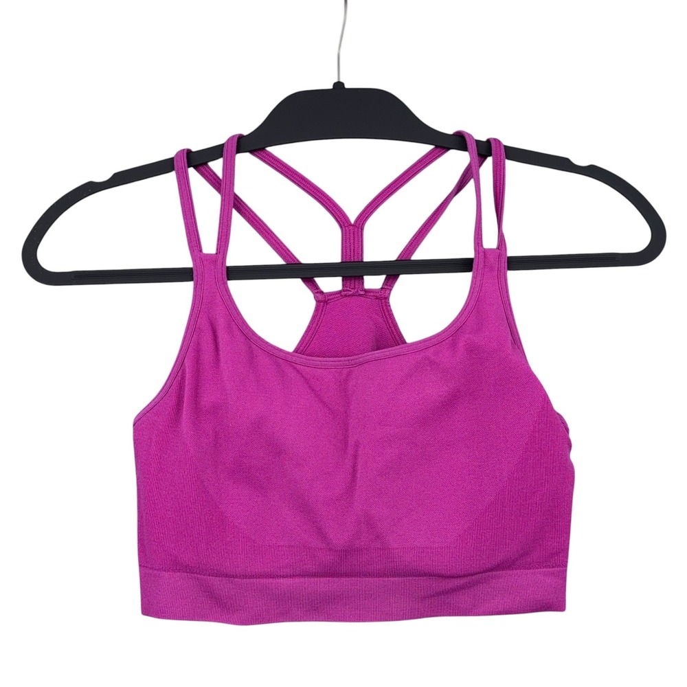 Zella Strappy Back Sports Bra Womens L‎ Nylon Spandex Magenta Pink